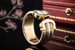 Cartier C de Cartier Ring CC Großes Modell 750er Gold Tricolor Full Set