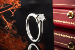 Cartier Solitär Ring 1895 mit 1 Diamant 0,32 Ct in 950er Platin Full Set