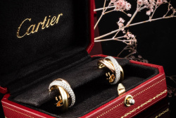 Cartier Trinity Ohrringe mit 71 Diamanten in 750er Gold Tricolor OVP