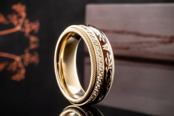 Wellendorff Ring Mokka Drehring mit Diamanten Gelbgold 750 Ref 6.6947 54