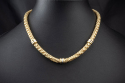 Fope Collier Kette Fexibel 45 cm in 750er Gelbgold mit Weißgold Ringen