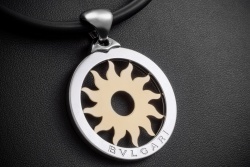Bvlgari Anhänger Tondo Sun XL Kettenanhänger Bicolor Stahl Gelbgold 750