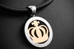 Bvlgari Anhänger Tondo Krone Kettenanhänger Bicolor Stahl 750er Gelbgold