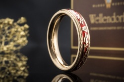 Wellendorff Ring Chili Rot Drehring mit Diamant in 750er Gelbgold Gr. 61