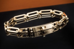 Hermès Armband Kelly Chaîne kleines Modell mit Diamanten 750er Gelbgold