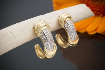 Stilvolle OHRSTECKER Ohrringe mit Brillanten in 585er Gelbgold