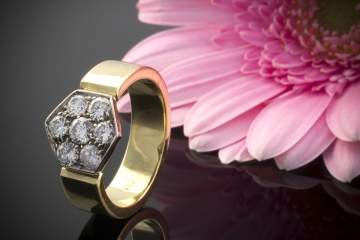 Ring mit Brillanten Feuriger Brillantring Bicolor 750er Gelbgold