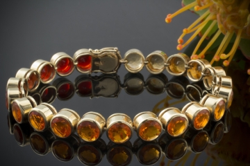 Leuchtendes Feueropal Armband in 585er Gelbgold 14 Karat Gold