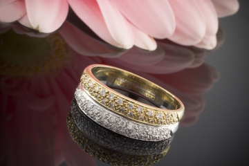 DoppelRing Bicolor Ring mit 0,46 Carat Brillanten 750er Weißgold & Gelbgold