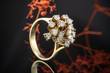 Feuriger BrillantRing Ring mit Volumen 1 Ct Brillanten in 585er Gelbgold