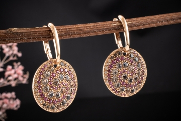 Pomellato Mattioli Runde Ohrringe Rauchquarz Turmalin Diamanten Rotgold