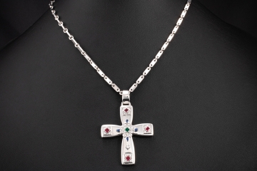Cartier Kreuz Collier Orig. Weißgold Kette Anhänger St. Petersburg 90 cm