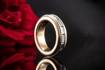 Memoire Ring Memory Drehring Baguette Diamanten in Rosegold Weißgold 750