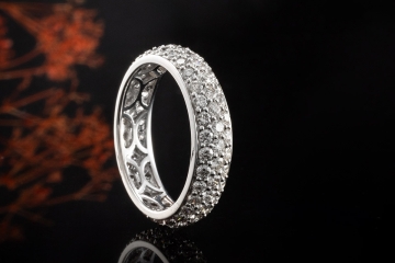Bandring Memoire Ring mit 3 Reihen Diamanten 1,81 Carat in Weißgold 750