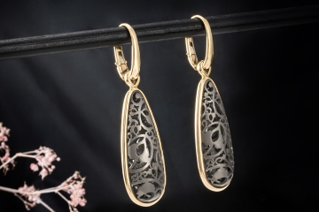 Pomellato Ohrringe Arabesque Titanio Grau Lange Tropfen in Roségold 750