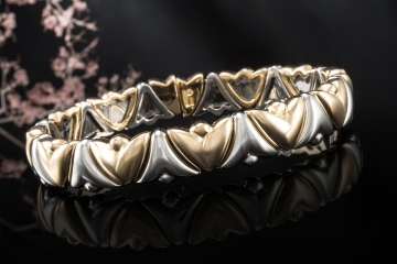 BVLGARI Bicolor Armreif Armspange Flexibel Massiv Gelbgold Weißgold 750