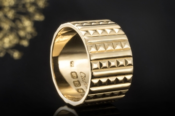 Cartier London Ring Breites Vintage Modell Rarität in Gelbgold 750 Gr 53