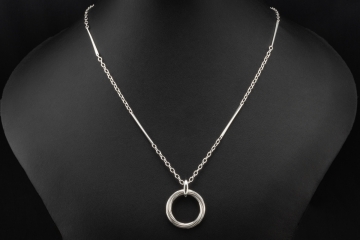 Wempe Collier Kette Runder Kreis Anhänger in 750er Weißgold Handarbeit