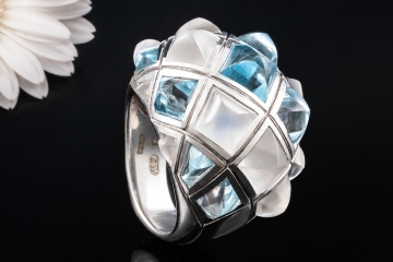 Stephen Webster London Cocktailring Mondstein Blautopas in Weißgold 750