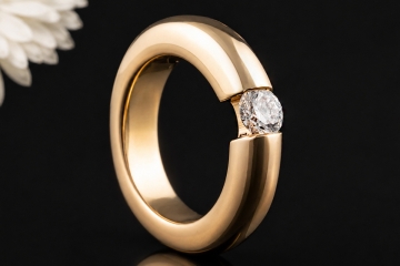 Massiver Solitär Ring Spannring mit Diamant 0,52 Carat in 750er Roségold