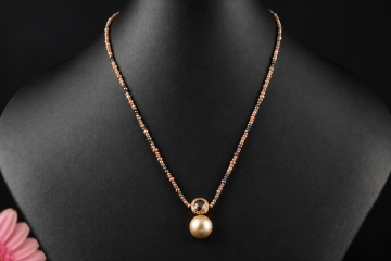 Diamantcollier 42 Carat braune & schwarze Diamanten Südseeperle Gold 750