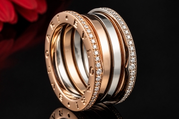 BVLGARI B.zero1 Ring Labyrinth mit Diamanten in Roségold & Weißgold 750