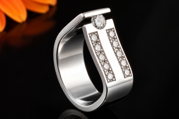 Außergewöhnlicher Designer-Ring Spannring mit Diamanten in Weißgold 750
