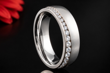 Christian Bauer Memoire Bandring mit Diamanten Seidenmatt in Platin 950