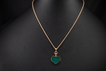 Chopard Happy Hearts Herz Collier mit Brillant und grünem Achat in Rotgold