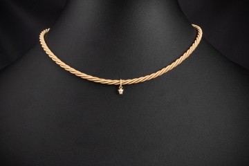 Wellendorff Collier Kette Comtesse Seidenkordel Diamant 750er Gold 45 cm