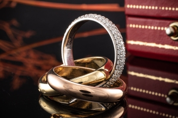 Cartier Trinity Ring Klassisch mit Diamanten Gelbgold Roségold Weißgold
