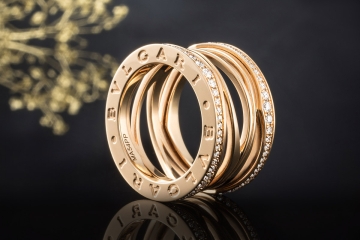 BVLGARI B.zero1 4-Band Ring Zaha Hadid mit Diamanten 52 in Roségold 750