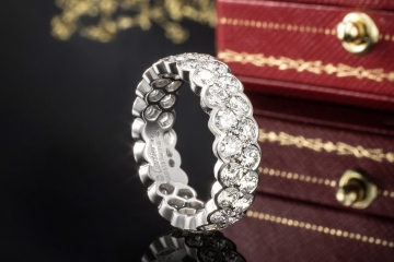 Broderie de Cartier Ring Trauring Zweireihig mit Diamanten Weißgold 750