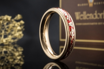 Wellendorff Ring Chili Rot Drehring mit Diamant in 750er Gelbgold Gr. 61