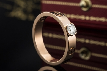 Cartier Love Solitär Ring mit 1 Diamant Brillant 750er Roségold Größe 51