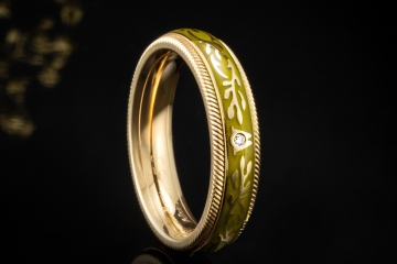 Wellendorff Ring Pistazie Fantasie Drehring Grün 1 Diamant Gelbgold 750