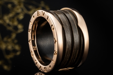 BVLGARI B.zero1 Ring 4-Band Marmor Braun Naturstein 750er Roségold Gr 52