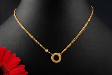 Cartier Love Collier Kette mit Anhänger 2 Diamanten in 750er Gelbgold