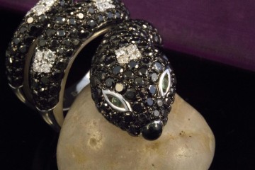 Tier Motiv Ring Schlange mit Brillanten in 750 Weißgold