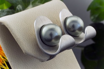 Gellner Mattierte Tahiti Perlen Ohrclips in 750er Weißgold