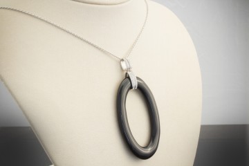 Designer Onyx Collier mit Brillanten in 750er Weißgold Gold