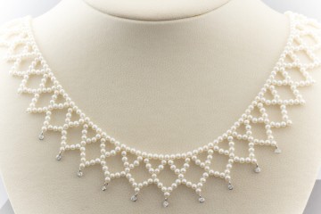 Verspielte Eleganz Perlencollier Collier Perlen und Brillanten 750er Weißgold