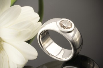 Solitär Brillantring Ring mit 1 Brillant 0,70 CT Champagner in 585er Weißgold