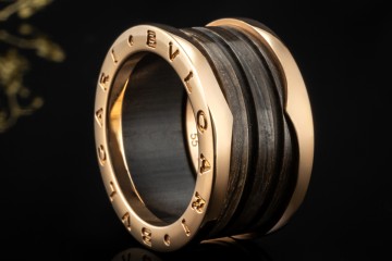 BVLGARI B.zero1 Ring 4-Band Marmor Braun Naturstein 750er Roségold Gr 55