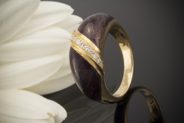 Victor Mayer Ring Emaille Lila dunkel Top Brillanten 750er Gold 13 von 500