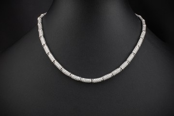 Leo Wittwer Schmuckset Kette Armband Bambus Brillanten in 750er Weißgold