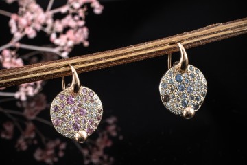 Pomellato Ohrringe Ohrhänger Sabbia mit Brillanten und Saphir in Rotgold