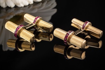 Manschettenknöpfe Cartier mit Van Cleef & Arpels Rubine in Gelbgold 750