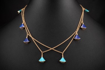 BVLGARI Bulgari Divas Dream 90 cm Kette Collier Lapis Türkis Rotgold 750