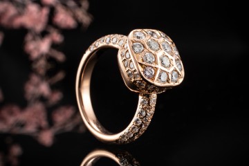 Pomellato Nudo Maxi Solitaire Ring mit Diamanten Brillanten Rotgold 750